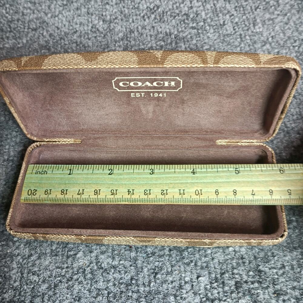 Coach Eyeglass Case Brown Signature Monogram Hard Clamshell 2ct - Picture 9 of 10